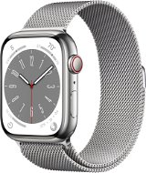 Apple Watch Series 8 45mm Cellular - ezüst rozsdamentes acél tok, ezüst milánói szíj - Okosóra