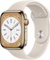 Apple Watch Series 8 45mm Cellular Stainless Steel Gold with Star White Sport Strap - Smart Watch