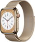 Apple Watch Series 8 45mm Cellular Edelstahlgehäuse Gold mit Milanaise-Armband in Gold - Smartwatch