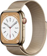 Apple Watch Series 8 45mm Cellular Edelstahlgehäuse Gold mit Milanaise-Armband in Gold - Smartwatch