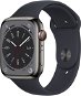 Apple Watch Series 8 45mm Cellular Edelstahlgehäuse Graphit mit Sportarmband in Mitternacht - Smartwatch