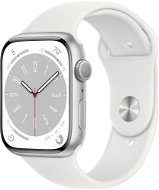 Apple Watch Series 8 45mm Silver Aluminum with White Sport Strap - Smart Watch