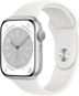 Apple Watch Series 8 45mm Aluminiumgehäuse Silber mit weißem Sportarmband - Smartwatch