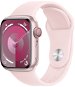 Apple Watch Series 9 41mm Cellular - rózsaszín alumínium tok, világos rózsaszín sport szíj, M/L - Okosóra