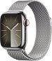 Chytré hodinky Apple Watch Series 9 41mm Cellular Stříbrný nerez s stříbrným milánským tahem - Chytré hodinky
