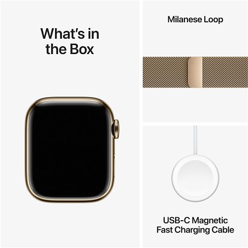  Apple Watch Series 9 [GPS + Cellular 41mm] Smartwatch with Gold  Stainless Steel Case with Gold Milanese Loop. Fitness Tracker, Blood Oxygen  & ECG Apps, Always-On Retina Display : Cell Phones