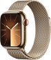 Chytré hodinky Apple Watch Series 9 41mm Cellular Zlatý nerez se zlatým milánským tahem - Chytré hodinky
