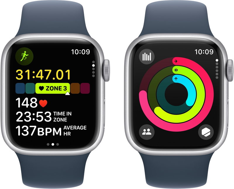 Apple Watch Series 9 41mm Cellular - ezüst alumínium tok, télkék sport szíj, M/L