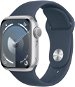 Apple Watch Series 9 41mm Silver Aluminum Case with Storm Blue Sport Band - S/M - Smart Watch