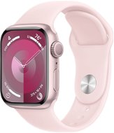 Apple Watch Series 9 41mm - rózsaszín alumínium tok, világos rózsaszín sportpánt, S / M - Okosóra