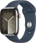 Apple Watch Series 9 45mm Cellular Silver Stainless Steel Case with Storm Blue Sport Band - M/L - Smart Watch