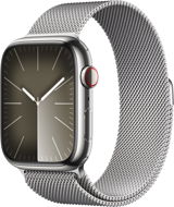 Apple Watch Series 9 45 mm Cellular Strieborný nerez so strieborným milánskym ťahom - Smart hodinky