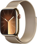 Apple Watch Series 9 45 mm Cellular Zlatý nerez so zlatým milánskym ťahom - Smart hodinky