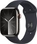 Apple Watch Series 9 45mm Cellular Edelstahlgehäuse Graphit mit Sportarmband Mitternacht - S/M - Smartwatch