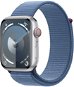 Apple Watch Series 9 45mm Cellular Stříbrný hliník s ledově modrým provlékacím sportovním řemínkem  - Chytré hodinky