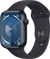 Smart hodinky Apple Watch Series 9 45 mm Tmavo atramentový hliník s tmavo atramentovým športovým remienkom – S/M - Chytré hodinky