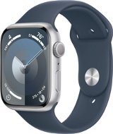 Apple Watch Series 9 45mm Silver Aluminum Case with Storm Blue Sport Band - S/M - Smart Watch