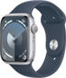 Smart Watch Apple Watch Series 9 45mm Silver Aluminum Case with Storm Blue Sport Band - S/M - Chytré hodinky