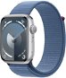 Apple Watch Series 9 45 mm Strieborný hliník s ľadovo modrým prevliekacím športovým remienkom - Smart hodinky