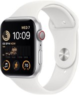 Apple Watch SE (2022) 44mm Cellular Silver Aluminum with White Sport Strap - Smart Watch