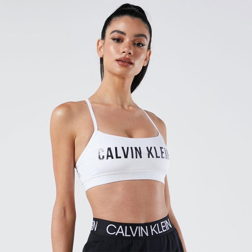Calvin Klein - Logo Low Support Crossback Bra Bar Color: White, Size: S - Bra - Main image