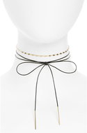Topshop - Choker Necklace With Bow And Chain Color: Black, Size: OS - Necklace
