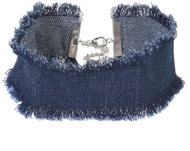 Topshop - Denim Choker Necklace With Frayed Edge Color: Blue, Size: OS - Necklace