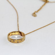 Orelia - Necklace With Crystal Ring Pendant Color: Gold, Size: OS - Necklace