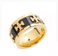 Tory Burch - Gold Enamel Ring Black Color: Black, Size: 51.5 - Ring
