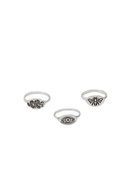 Topman - Set of 3 Men's Rings Color: Grey, Size: S - Ring