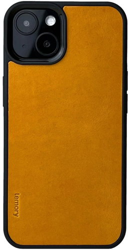 Lemory iPhone 14 kožený kryt hořčičná - Phone Cover - Main image