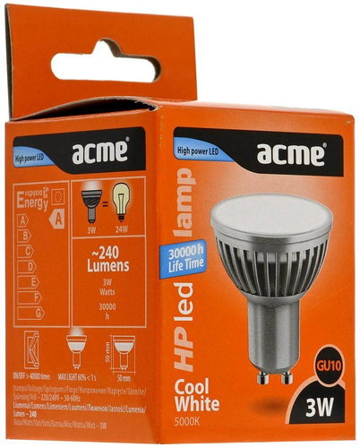 ACME LED low power 3W GU10 Cold White - Fluorescent Light - Fő fotó