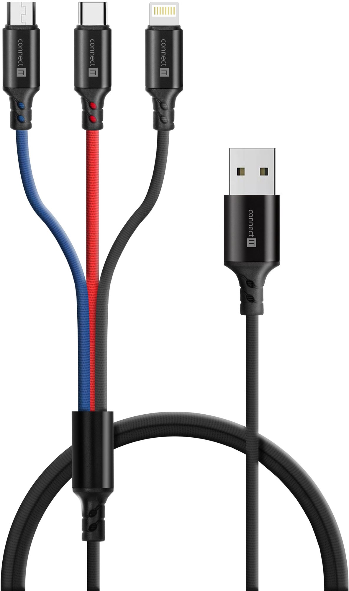 CONNECT IT Wirez - 3in1, 1,2m, fekete