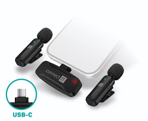 CONNECT IT Wireless Lavalier USB-C (2 db + receiver) készlet - Mikrofon - Fő fotó