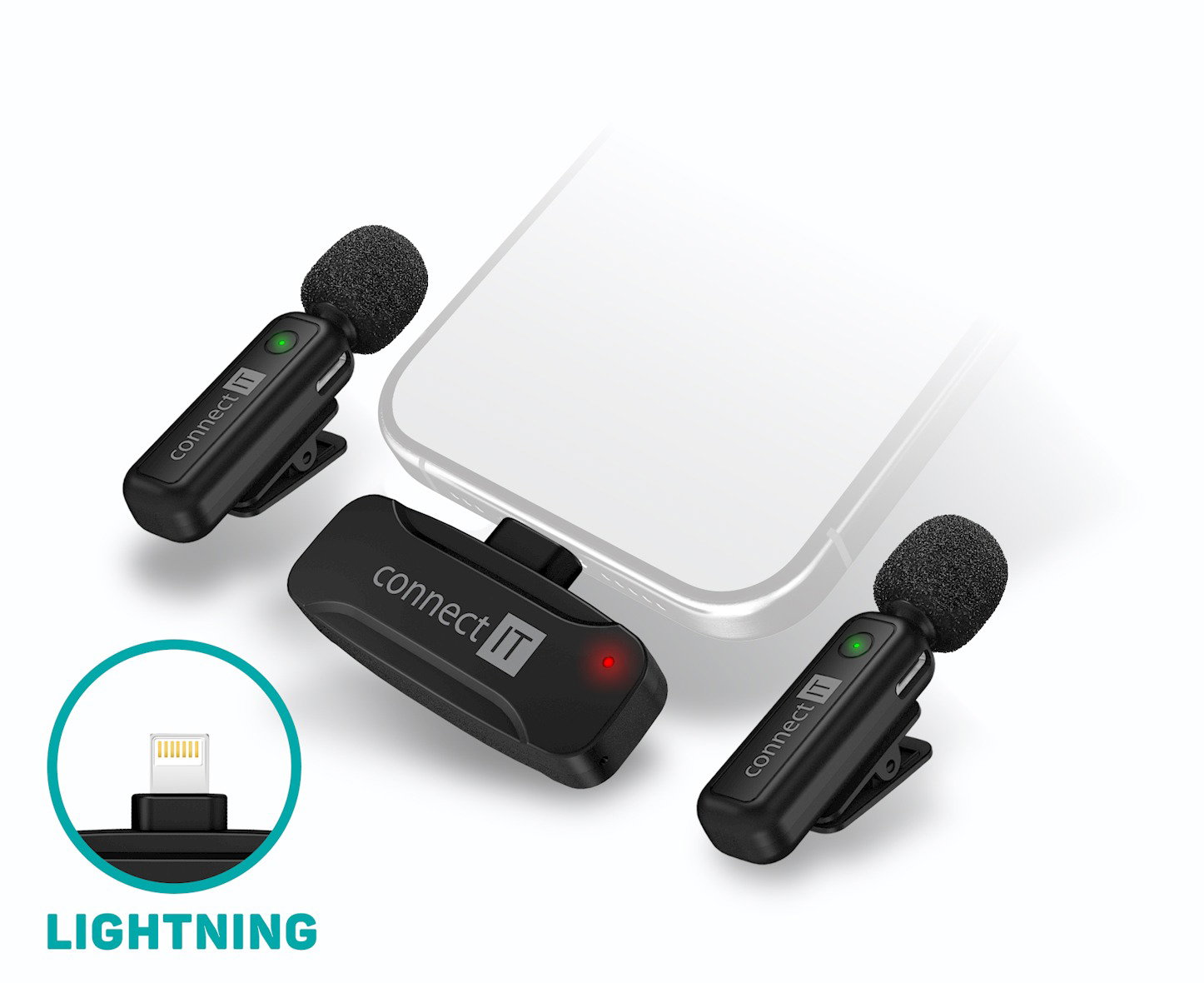 CONNECT IT Wireless Lavalier Lightning (2 db + receiver) készlet