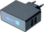 CONNECT IT CI-153 Dual Charger 230V, Black - AC Adapter