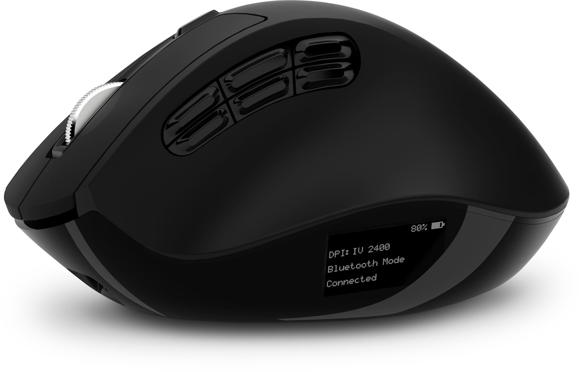 CONNECT IT FOR HEALTH DualMode vezeték nélküli ergonomikus egér LCD kijelzővel, FEKETE