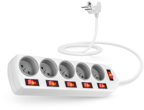 CONNECT IT, 5 aljzat, 2 m, kapcsolókkal - Hosszabbító kábel - Fő fotó