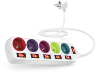 CONNECT IT prodlužovací, 5 zásuvek, 2 m, s vypínači, barevný - Extension Cable