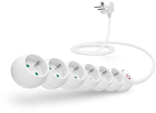 CONNECT IT extension 230 V, 6 sockets, 5 m, with switch, white - Extension Cable - Main image