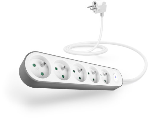 CONNECT IT PowerRex3 Extension Lead, 5 Sockets, 1.5m, with Switch, White - Extension Cable - Main image
