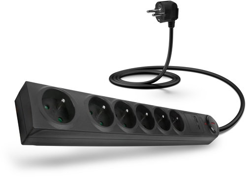 CONNECT IT Extension Lead with Surge Protection, 6 Sockets, 1.5m, Black Main image CONNECT IT Extension Lead with Surge Protection, 6 Sockets, 1.5m, Black - Surge Protector - Main image