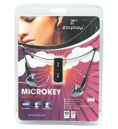 MP3 přehrávač Zicplay Microkey 1GB černý - MP3 Player - Main image