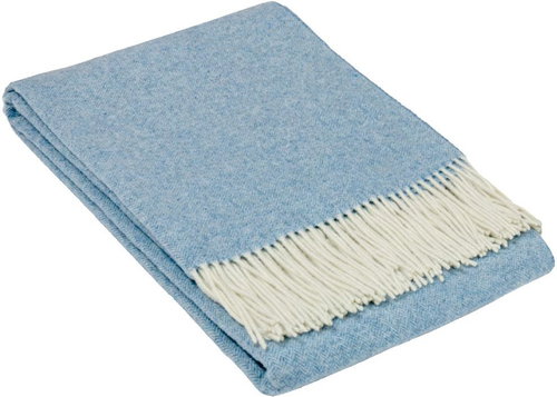 Andora knitted blanket in Merino wool and cashmere blue - 140 x 200 cm - Blanket - Main image