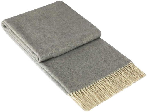Andora knitted blanket in Merino wool and cashmere grey - 140 x 200 cm - Blanket - Main image