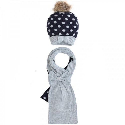 Mayoral children's knitted hat and scarf set, size 1 - grey blue - Baby Health Check Kit - Main image