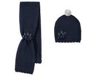 Mayoral girls knitted hat and scarf set - dark blue - Baby Health Check Kit