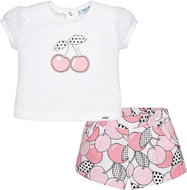 MAYORAL girls t-shirt and shorts set with cherry print - white and pink - 74 cm - Baby Clothing Set