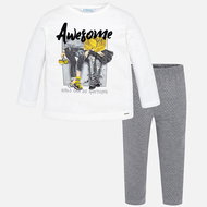 MAYORAL girls set long sleeve shirt+leggings awesome beige, grey - 104 cm - Clothes Set
