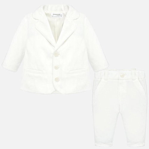 MAYORAL boys set jacket, trousers fleece white - Baby Clothing Set - Main image